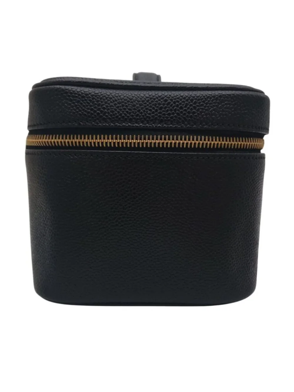 Chanel Caviar Leather Vanity Bag CC Logo Black Bag with Card